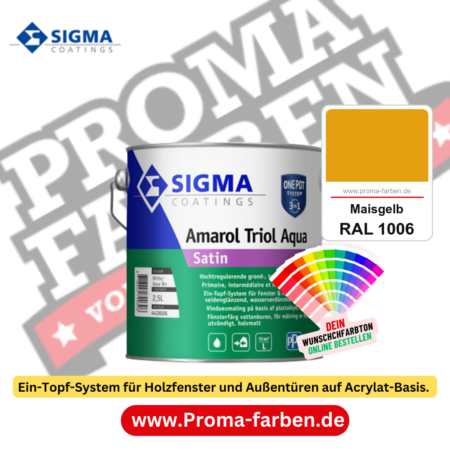 SIGMA Amarol Triol Aqua Satin kaufen bei Proma Farben RAL 1006 Maisgelb