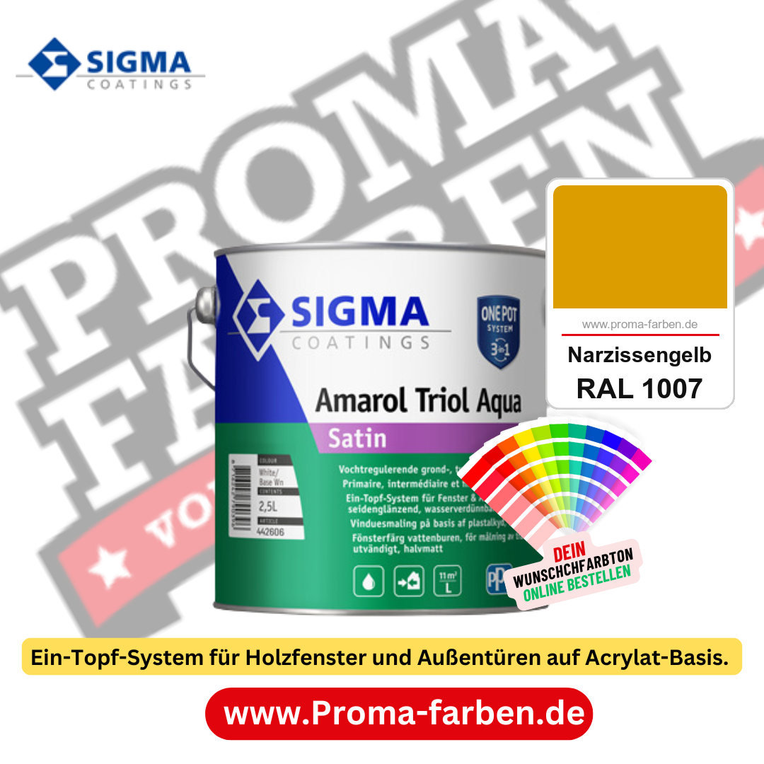 SIGMA Amarol Triol Aqua Satin kaufen bei Proma Farben RAL 1007 Narzissengelb