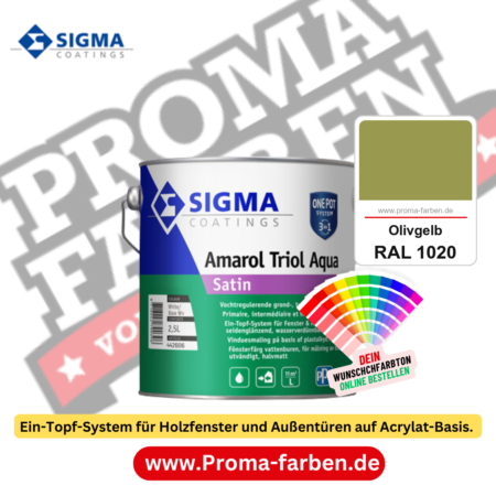 SIGMA Amarol Triol Aqua Satin kaufen bei Proma Farben RAL 1020 Olivgelb