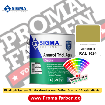 SIGMA Amarol Triol Aqua Satin kaufen bei Proma Farben RAL 1024 Ockergelb