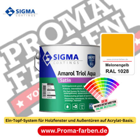 SIGMA Amarol Triol Aqua Satin kaufen bei Proma Farben RAL 1028 Melonengelb
