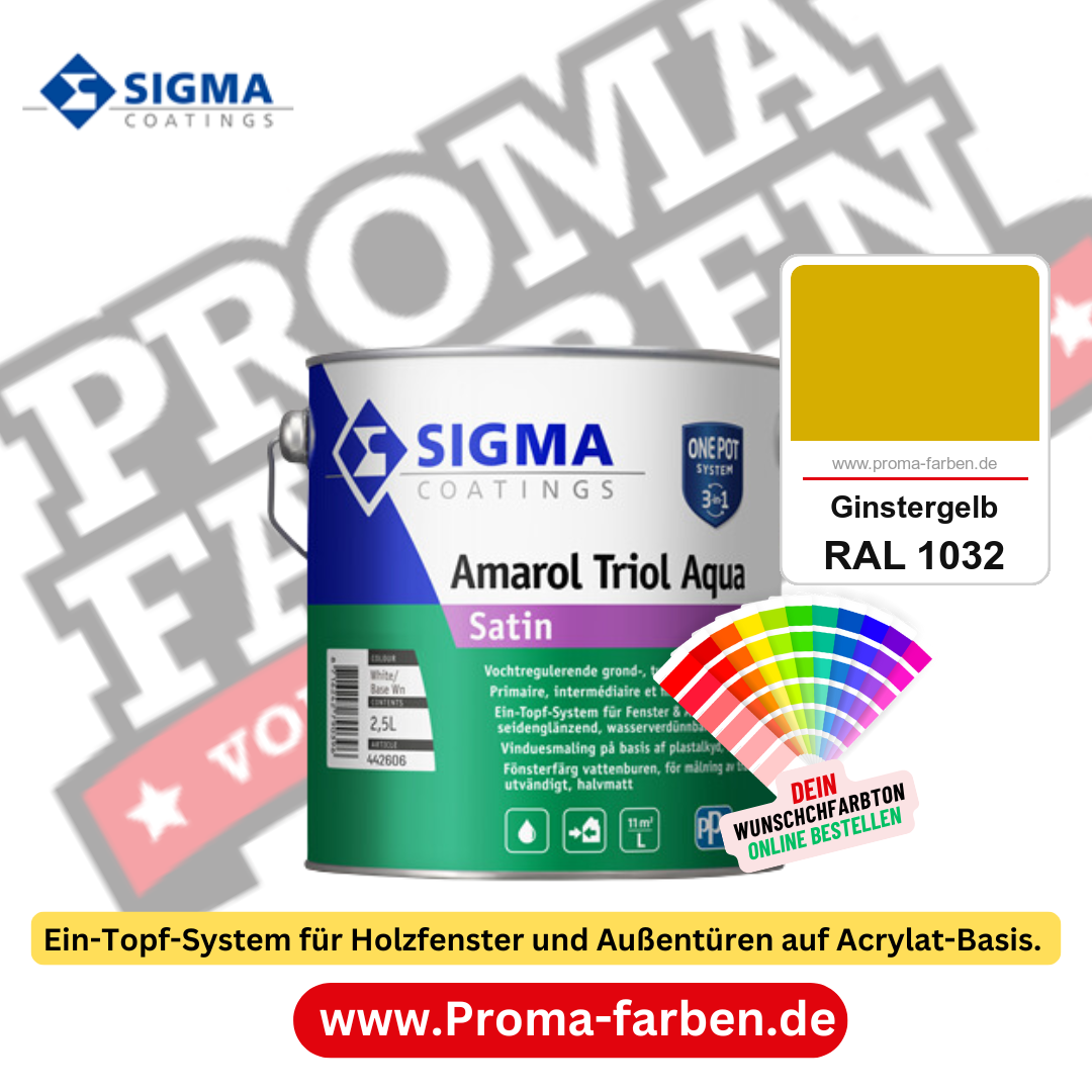 SIGMA Amarol Triol Aqua Satin kaufen bei Proma Farben RAL 1032 Ginstergelb