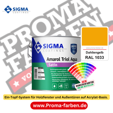 SIGMA Amarol Triol Aqua Satin kaufen bei Proma Farben RAL 1033 Dahliengelb