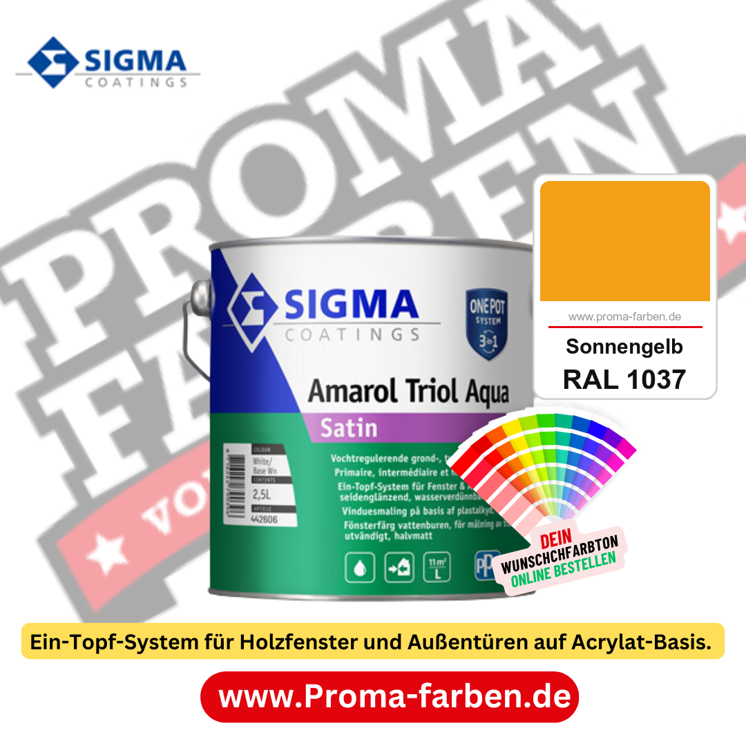 SIGMA Amarol Triol Aqua Satin kaufen bei Proma Farben RAL 1037 Sonnengelb
