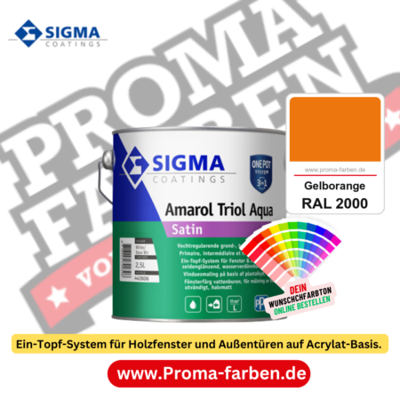 SIGMA Amarol Triol Aqua Satin kaufen bei Proma Farben RAL 2000 Gelborange