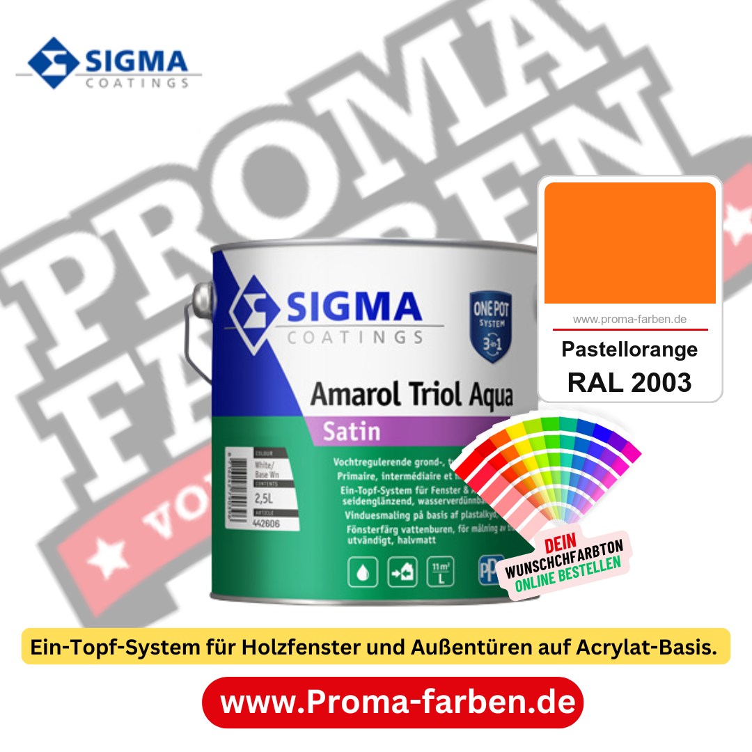 SIGMA Amarol Triol Aqua Satin kaufen bei Proma Farben RAL 2003 Pastellorange