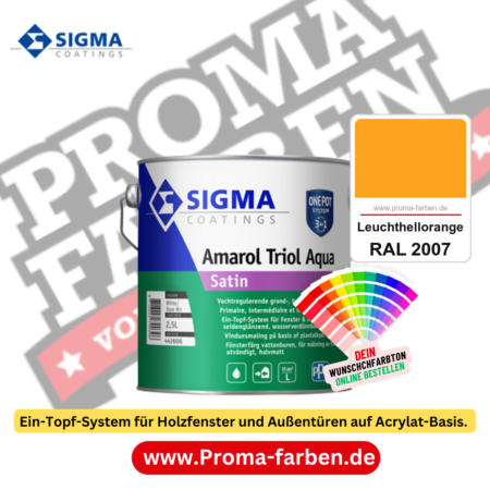 SIGMA Amarol Triol Aqua Satin kaufen bei Proma Farben RAL 2007 Leuchthellorange