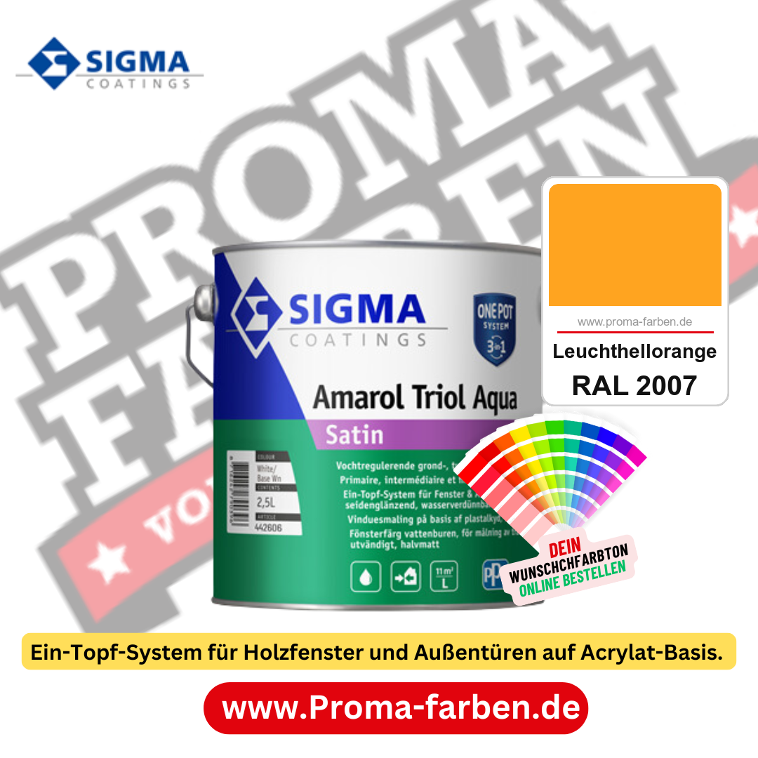 SIGMA Amarol Triol Aqua Satin kaufen bei Proma Farben RAL 2007 Leuchthellorange