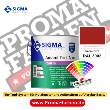 SIGMA Amarol Triol Aqua Satin kaufen bei Proma Farben RAL 3002 Karminrot