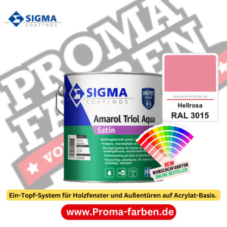 SIGMA Amarol Triol Aqua Satin kaufen bei Proma Farben RAL 3015 Hellrosa