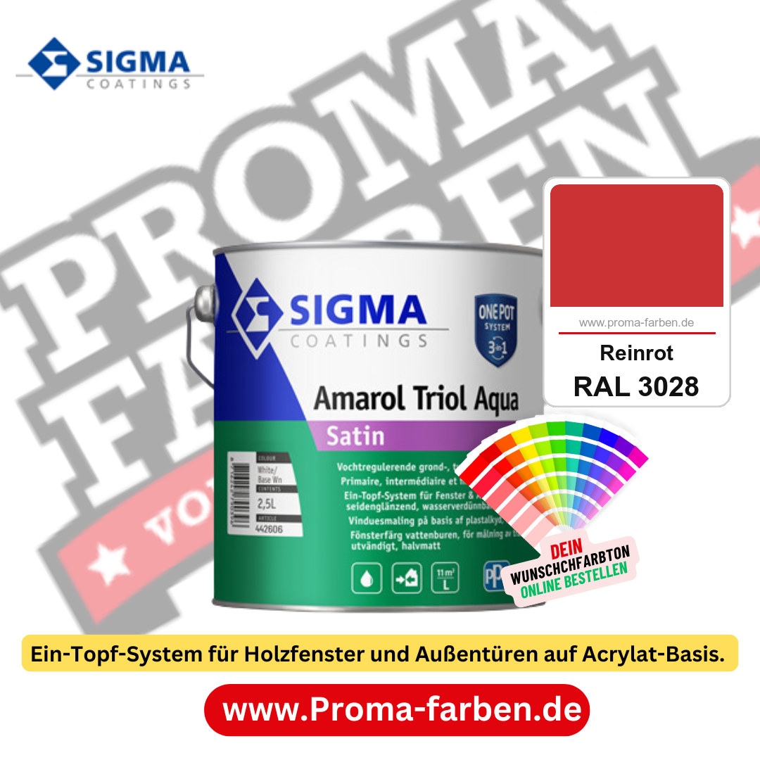 SIGMA Amarol Triol Aqua Satin kaufen bei Proma Farben RAL 3028 Reinrot