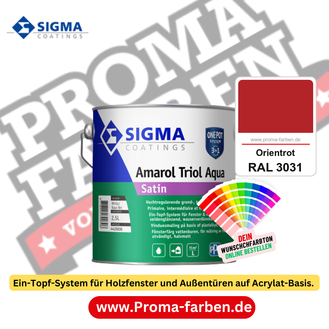 SIGMA Amarol Triol Aqua Satin kaufen bei Proma Farben RAL 3031 Orientrot