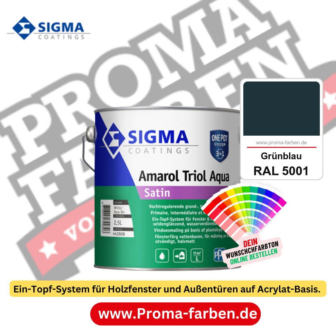 SIGMA Amarol Triol Aqua Satin kaufen bei Proma Farben RAL 5001 Grünblau