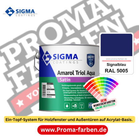 SIGMA Amarol Triol Aqua Satin kaufen bei Proma Farben RAL 5005 Signalblau