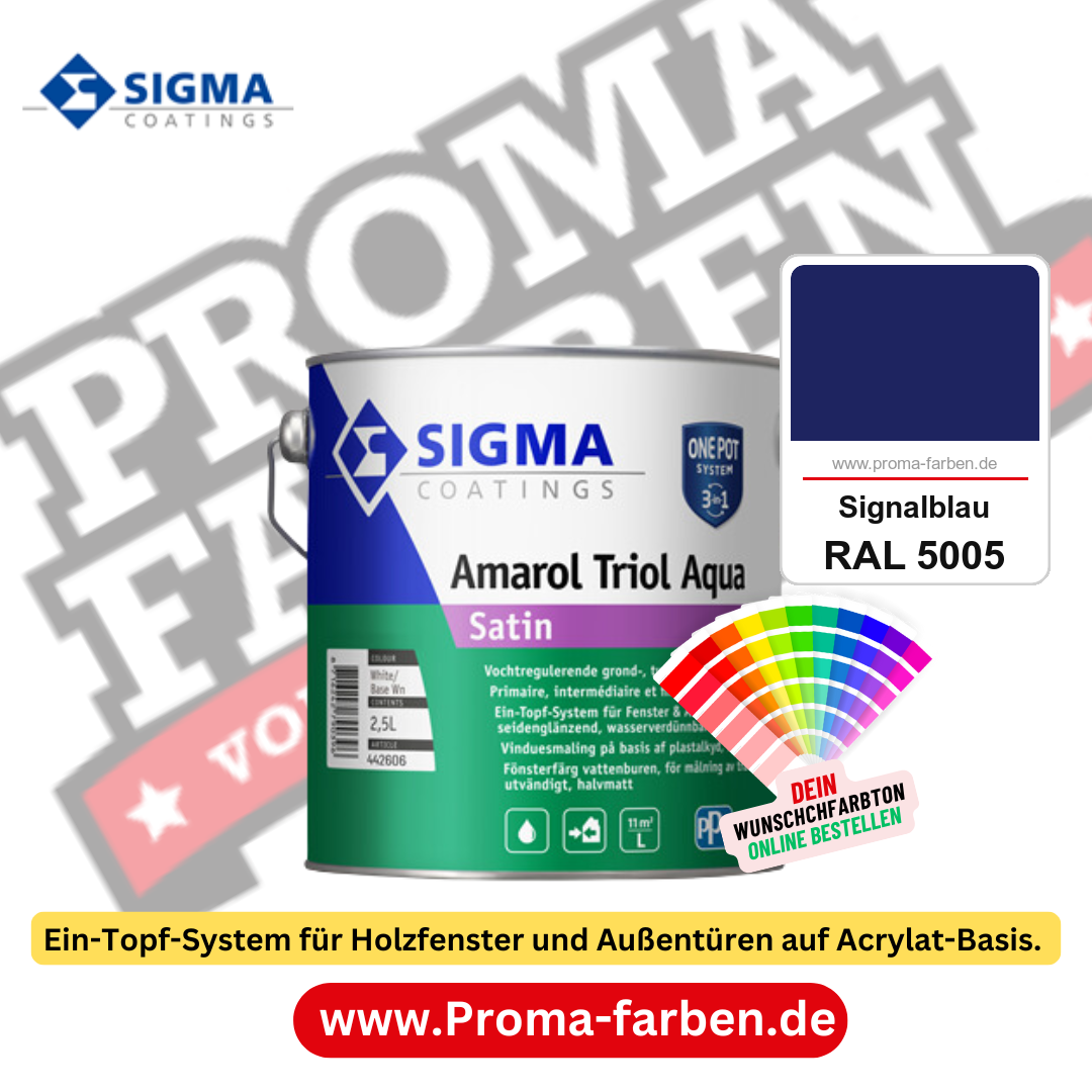 SIGMA Amarol Triol Aqua Satin kaufen bei Proma Farben RAL 5005 Signalblau