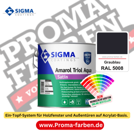SIGMA Amarol Triol Aqua Satin kaufen bei Proma Farben RAL 5008 Graublau
