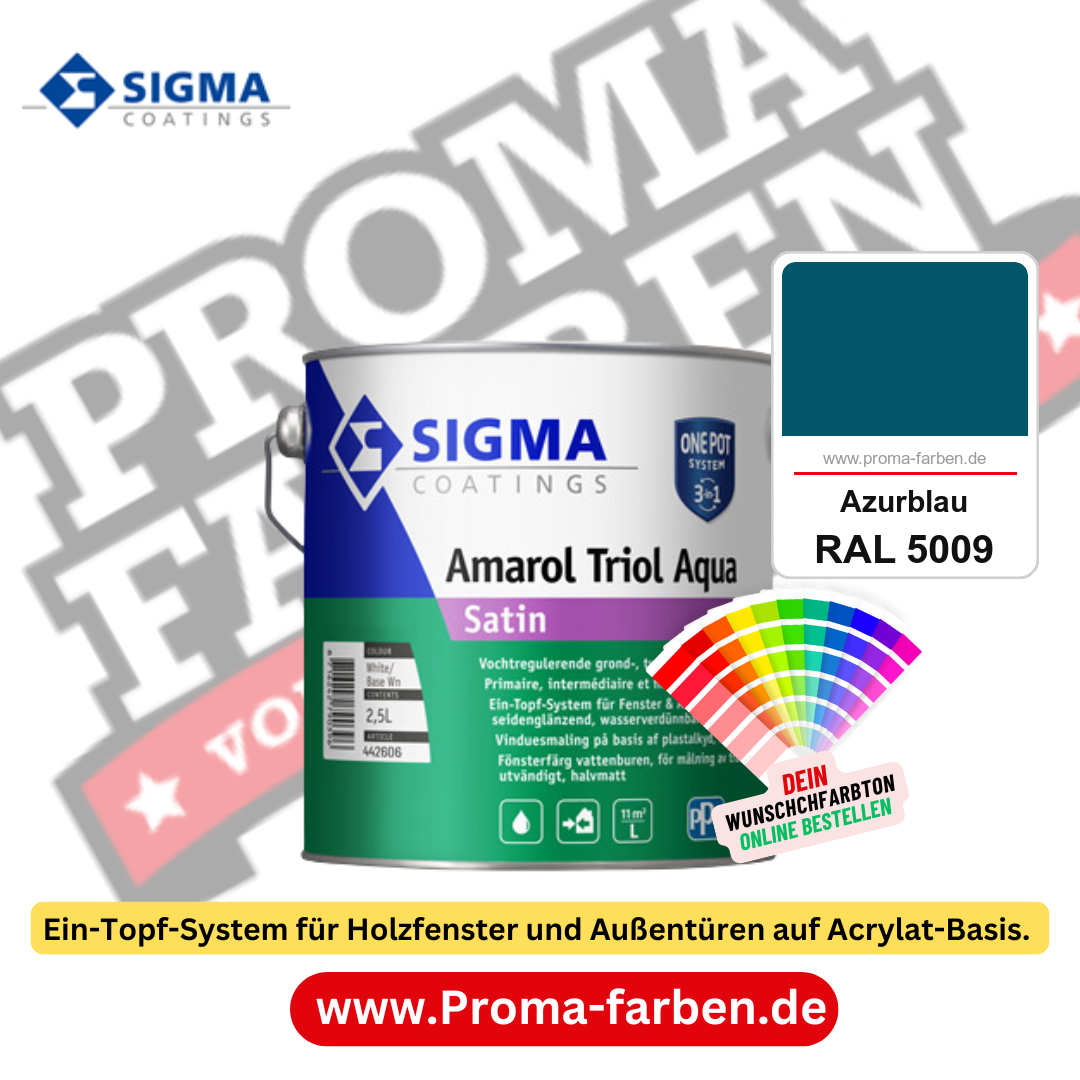 SIGMA Amarol Triol Aqua Satin kaufen bei Proma Farben RAL 5009 Azurblau