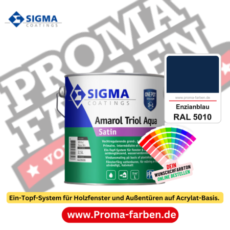 SIGMA Amarol Triol Aqua Satin kaufen bei Proma Farben RAL 5010 Enzianblau