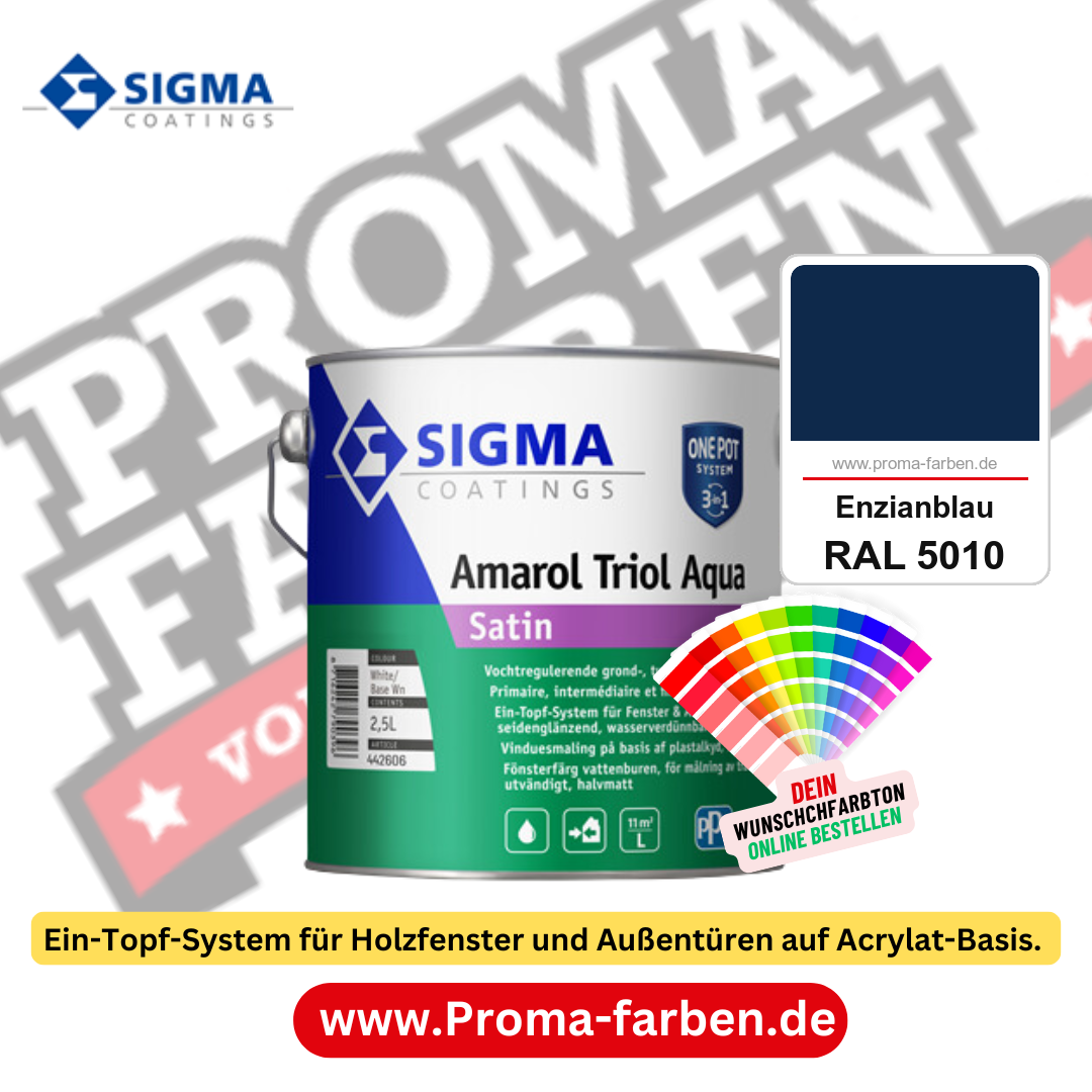 SIGMA Amarol Triol Aqua Satin kaufen bei Proma Farben RAL 5010 Enzianblau