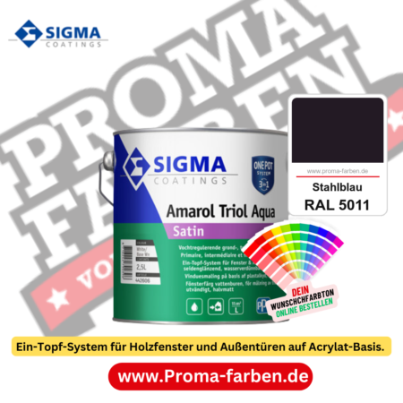 SIGMA Amarol Triol Aqua Satin kaufen bei Proma Farben RAL 5011 Stahlblau