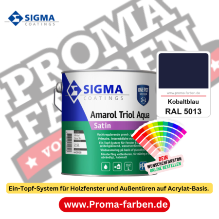 SIGMA Amarol Triol Aqua Satin kaufen bei Proma Farben RAL 5013 Kobaltblau