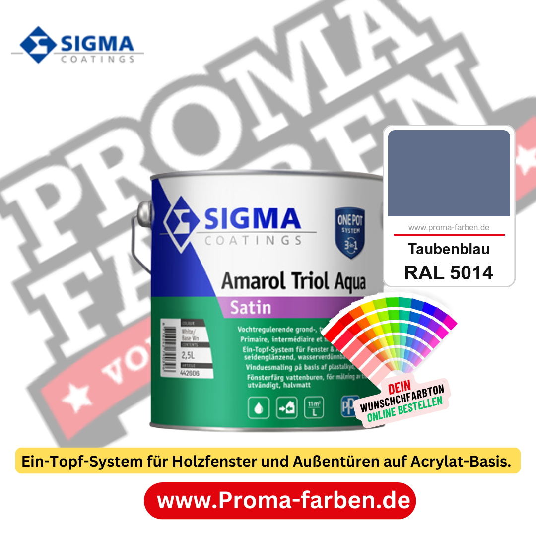 SIGMA Amarol Triol Aqua Satin kaufen bei Proma Farben RAL 5014 Taubenblau