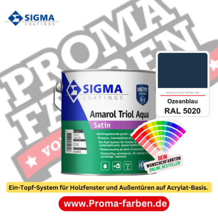 SIGMA Amarol Triol Aqua Satin kaufen bei Proma Farben RAL 5020 Ozeanblau