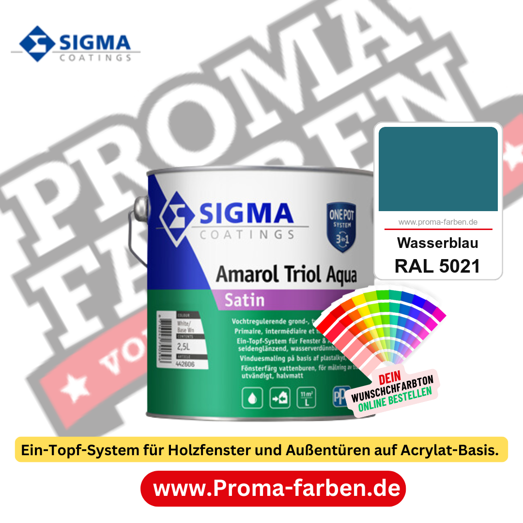 SIGMA Amarol Triol Aqua Satin kaufen bei Proma Farben RAL 5021 Wasserblau