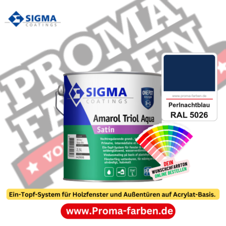 SIGMA Amarol Triol Aqua Satin kaufen bei Proma Farben RAL 5026 Perlnachtblau