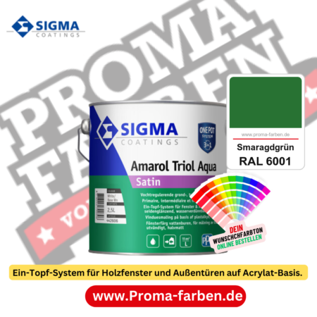 SIGMA Amarol Triol Aqua Satin kaufen bei Proma Farben RAL 6001 Smaragdgrün