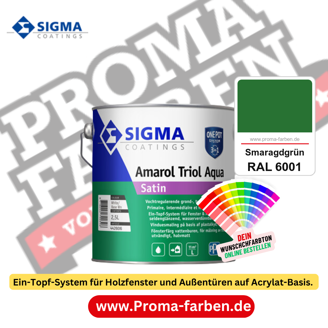 SIGMA Amarol Triol Aqua Satin kaufen bei Proma Farben RAL 6001 Smaragdgrün