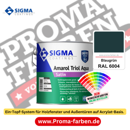 SIGMA Amarol Triol Aqua Satin kaufen bei Proma Farben RAL 6004 Blaugrün