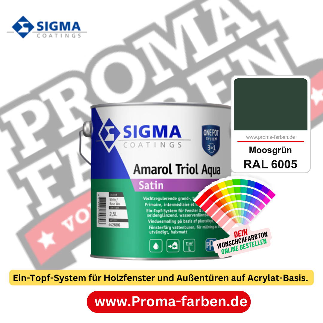 SIGMA Amarol Triol Aqua Satin kaufen bei Proma Farben RAL 6005 Moosgrün