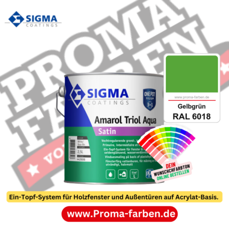 SIGMA Amarol Triol Aqua Satin kaufen bei Proma Farben RAL 6018 Gelbgrün