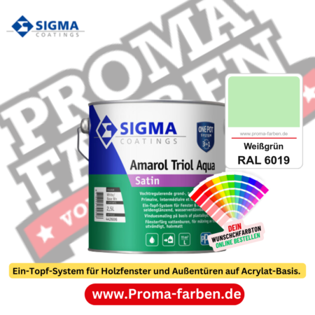 SIGMA Amarol Triol Aqua Satin kaufen bei Proma Farben RAL 6019 Weißgrün