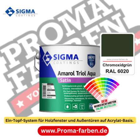 SIGMA Amarol Triol Aqua Satin kaufen bei Proma Farben RAL 6020 Chromoxidgrün
