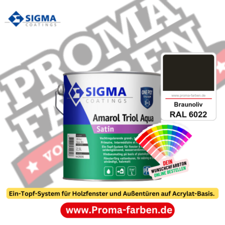 SIGMA Amarol Triol Aqua Satin kaufen bei Proma Farben RAL 6022 Braunoliv