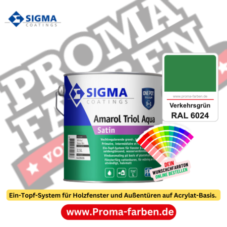SIGMA Amarol Triol Aqua Satin kaufen bei Proma Farben RAL 6024 Verkehrsgrün