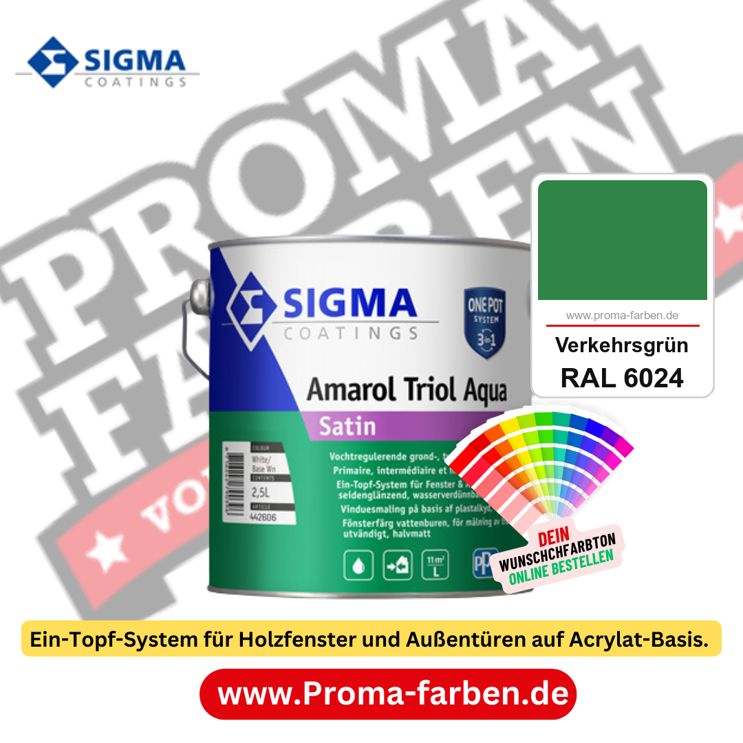 SIGMA Amarol Triol Aqua Satin kaufen bei Proma Farben RAL 6024 Verkehrsgrün