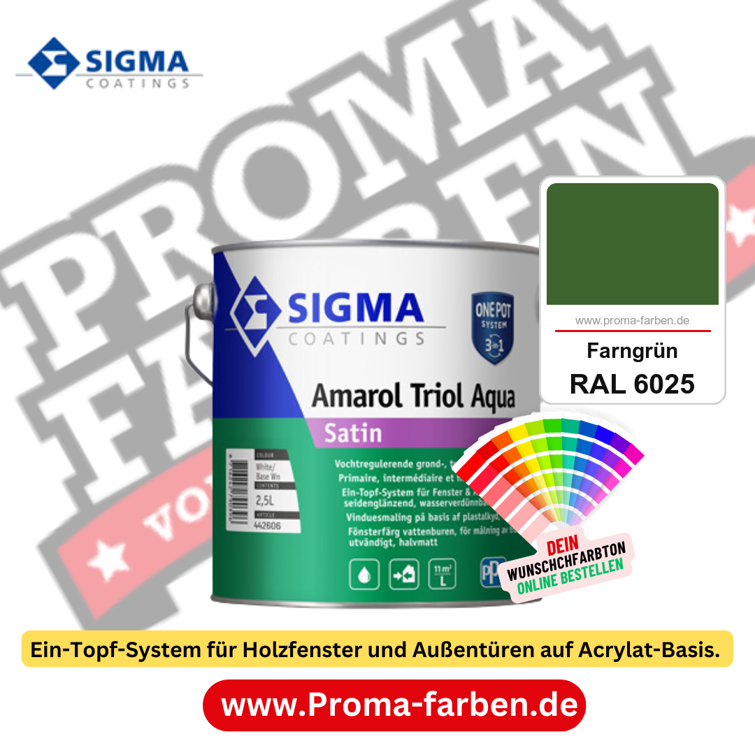 SIGMA Amarol Triol Aqua Satin kaufen bei Proma Farben RAL 6025 Farngrün