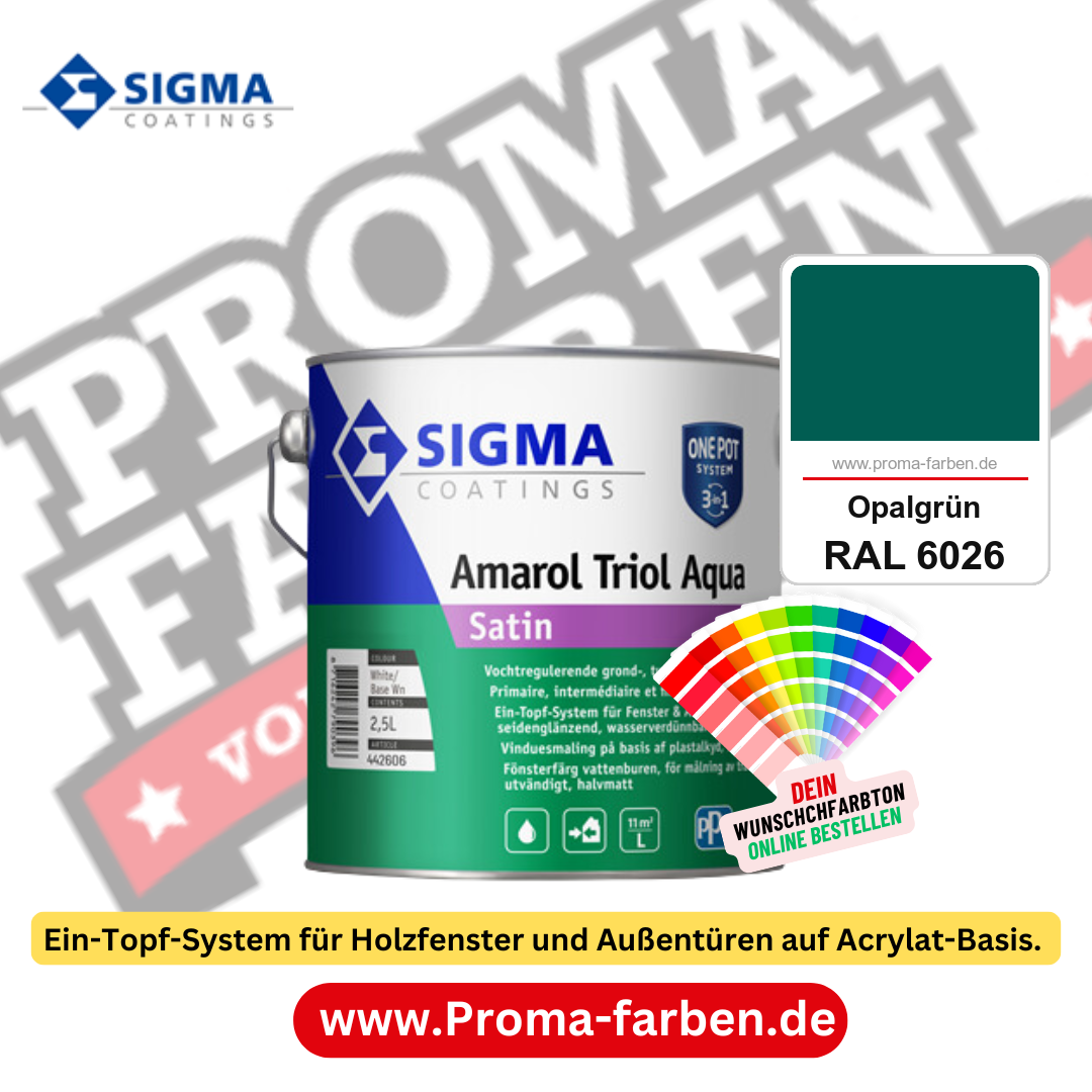 SIGMA Amarol Triol Aqua Satin kaufen bei Proma Farben RAL 6026 Opalgrün