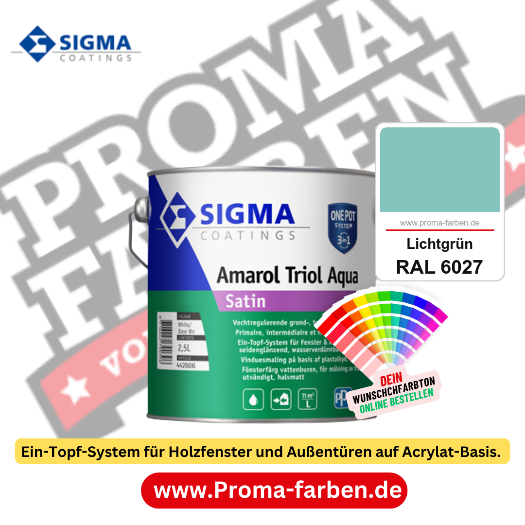 SIGMA Amarol Triol Aqua Satin kaufen bei Proma Farben RAL 6027 Lichtgrün