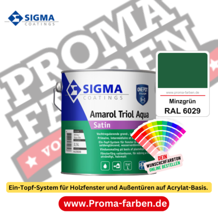 SIGMA Amarol Triol Aqua Satin kaufen bei Proma Farben RAL 6029 Minzgrün