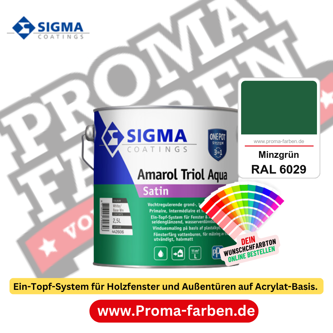 SIGMA Amarol Triol Aqua Satin kaufen bei Proma Farben RAL 6029 Minzgrün