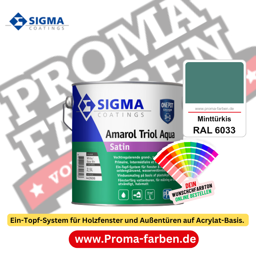 SIGMA Amarol Triol Aqua Satin kaufen bei Proma Farben RAL 6033 Minttürkis