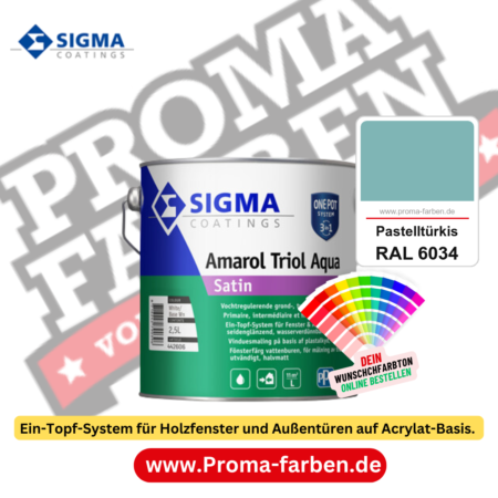 SIGMA Amarol Triol Aqua Satin kaufen bei Proma Farben RAL 6034 Pastelltürkis