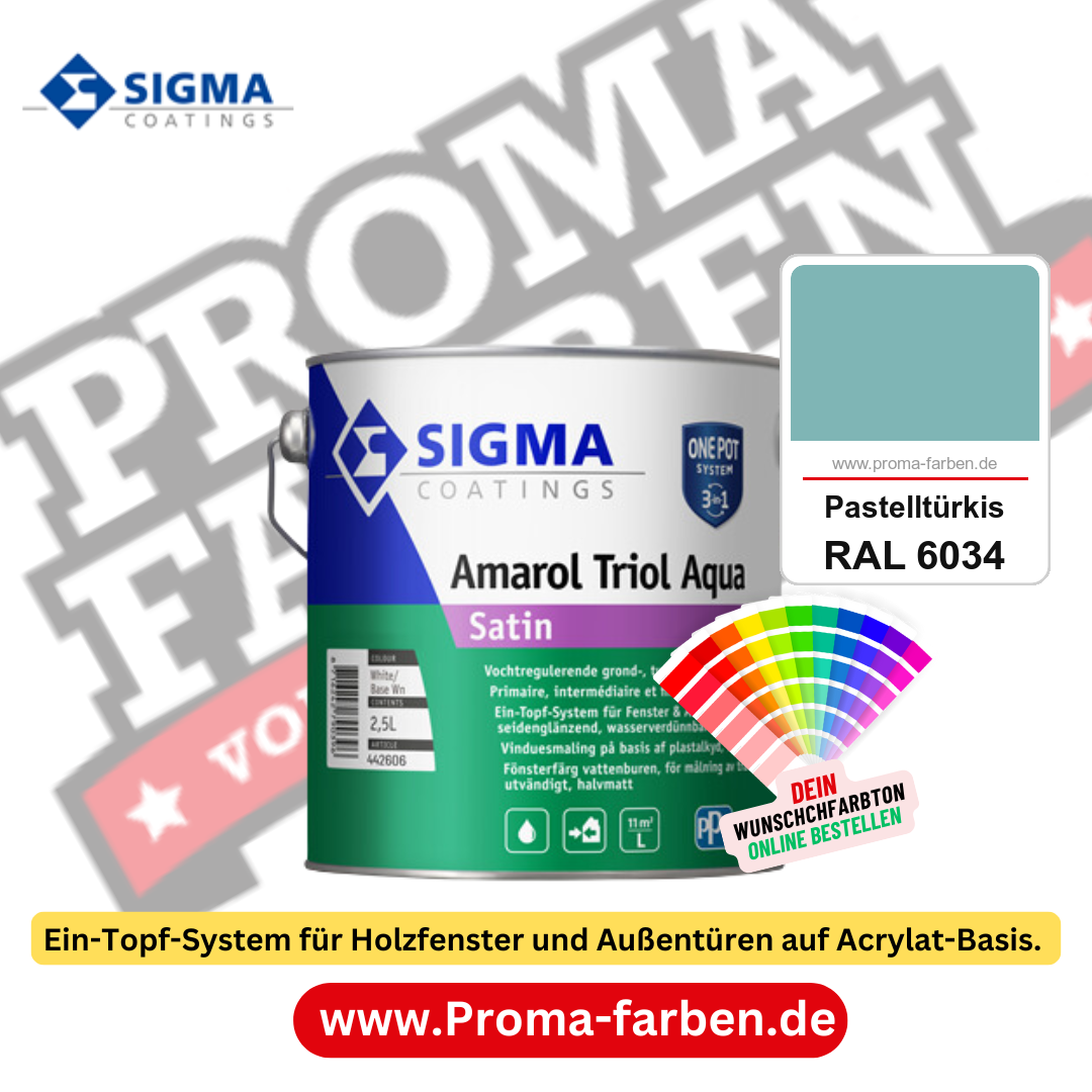 SIGMA Amarol Triol Aqua Satin kaufen bei Proma Farben RAL 6034 Pastelltürkis