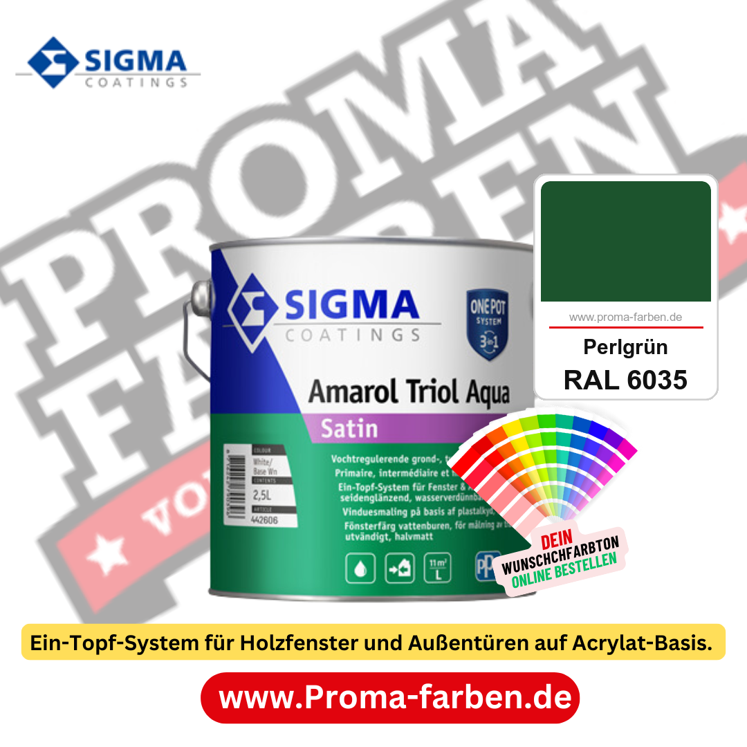 SIGMA Amarol Triol Aqua Satin kaufen bei Proma Farben RAL 6035 Perlgrün