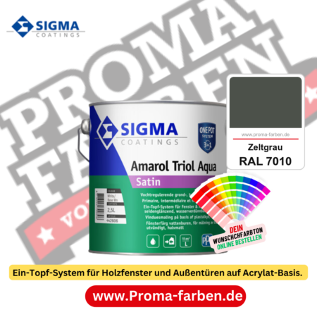 SIGMA Amarol Triol Aqua Satin kaufen bei Proma Farben RAL 7010 Zeltgrau