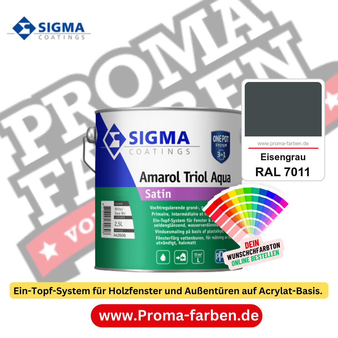 SIGMA Amarol Triol Aqua Satin kaufen bei Proma Farben RAL 7011 Eisengrau